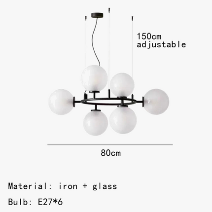 Lustre en verre avec anneau noir réglable au design moderne — LZ4X9T1
