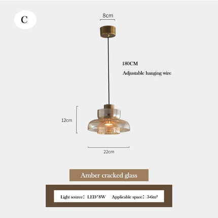 Lustre en verre craquelé au design rétro minimaliste pour intérieur moderne — LZ4D7XQ