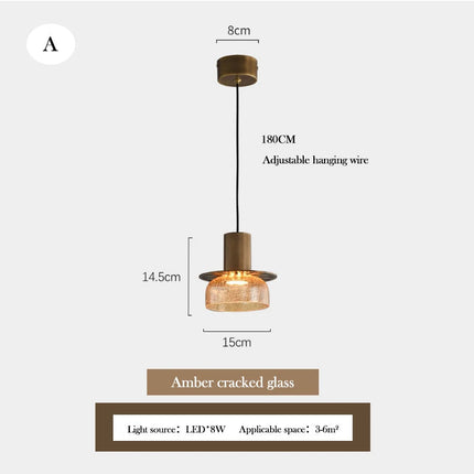 Lustre en verre craquelé au design rétro minimaliste pour intérieur moderne — LZ4D7XQ