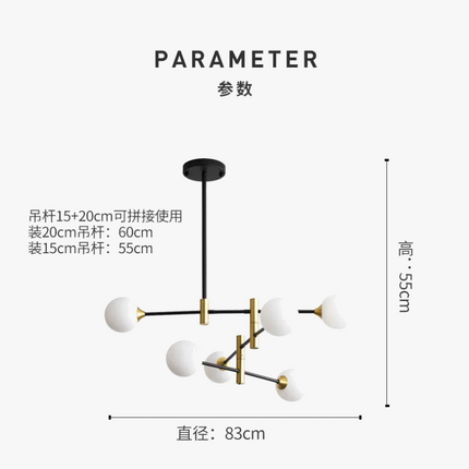 Lustre suspension en verre moderne à forme géométrique nordique — LZ4X9P