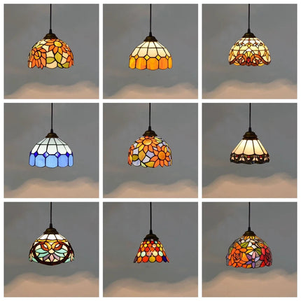 Lustre en verre style Tiffany rétro pour intérieur méditerranéen — LZ4X9P