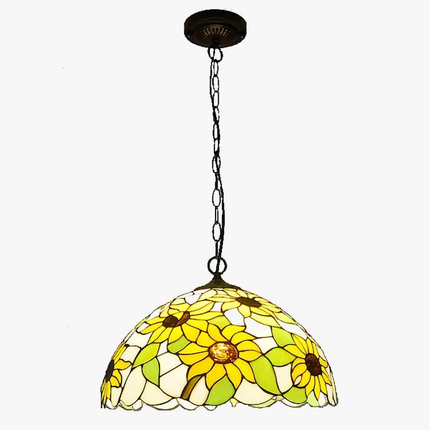 Lustre suspension en verre Tiffany à motifs tournesols — LZ4X9P2