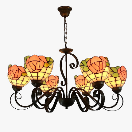 Lustre européen moderne à 6 têtes en fer avec éclairage en verre — LZ4X9T2
