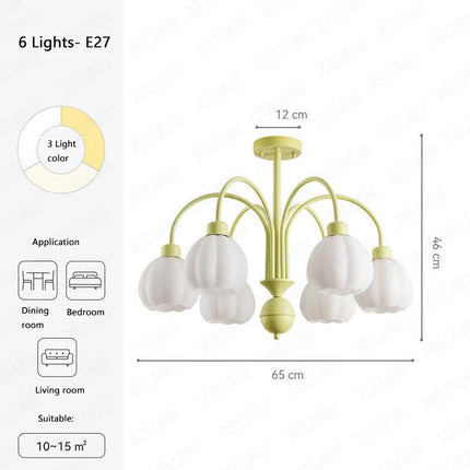 Lustre européen en verre citrouille avec éclairage LED intérieur — LZ4X9QJ