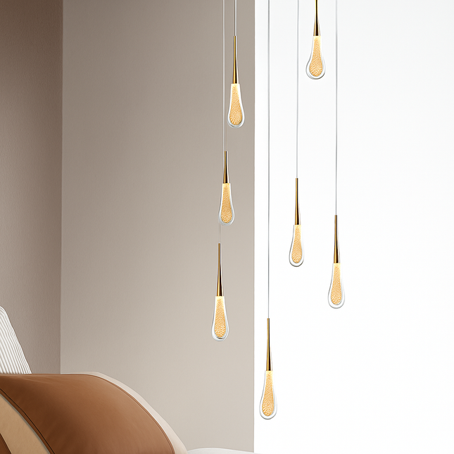 Lustre suspension goutte d'eau en cristal pour intérieur — LZ4X9Q