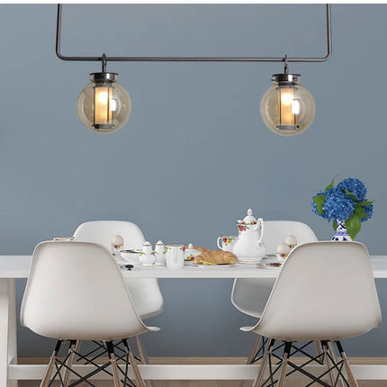 Lustre suspension industriel en métal et verre style art déco pour bar — LZ4X9P2