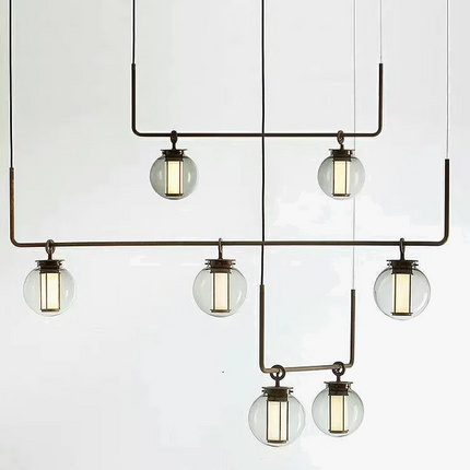 Lustre suspension industriel en métal et verre style art déco pour bar — LZ4X9P2