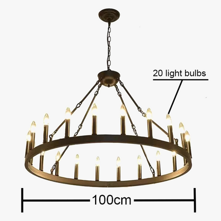 Lustre suspension industriel rond en fer avec LED intégrée — LZ4D9X
