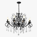 Cristal de verre noir / 12 lumières