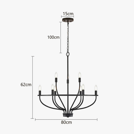 Lustre suspension industriel en fer avec branches circulaires — LZ4X9P