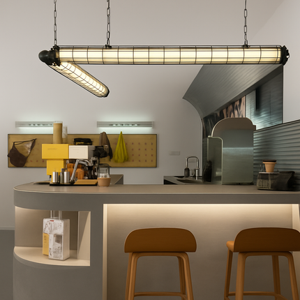 Lustre suspension industriel en métal avec éclairage LED intégré — LZ4X9P