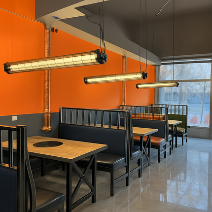 Lustre suspension industriel en métal avec éclairage LED intégré — LZ4X9P