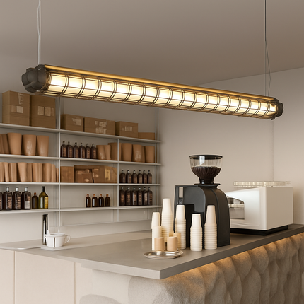 Lustre suspension industriel en métal avec éclairage LED intégré — LZ4X9P