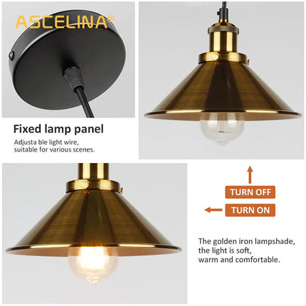 Lustre suspension industriel rétro à trois têtes pour intérieur — LZ4X9P