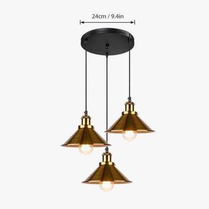 Lustre suspension industriel rétro à trois têtes pour intérieur — LZ4X9P