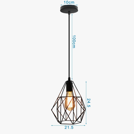 lustre industriel suspension led en métal cage rétro