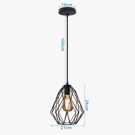 lustre industriel suspension led en métal cage rétro