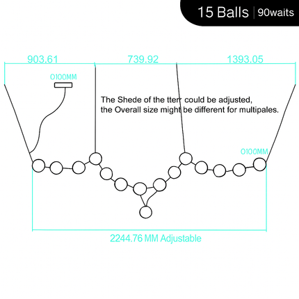 Lustre italien à 10 boules de verre LED design — LZ4X9Q2