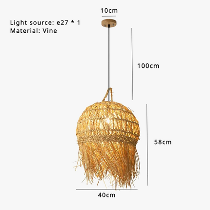 Lustre suspension en bambou tissé pour ambiance zen — LZ4X9QJ2
