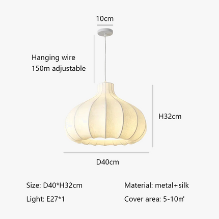 Lustre suspension japonais en soie style wabi sabi pour intérieur raffiné — LZ4X9M
