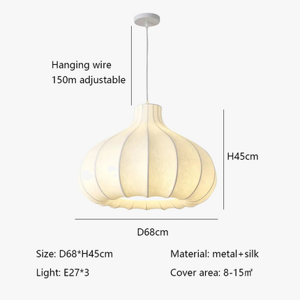Lustre suspension japonais en soie style wabi sabi pour intérieur raffiné — LZ4X9M