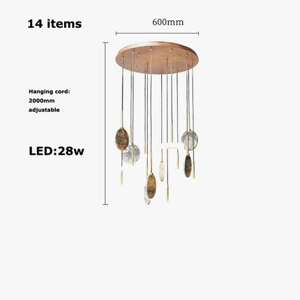 Lustre LED art déco en bois et marbre au design moderne — LZ4X9P