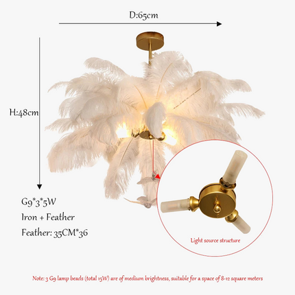 Lustre suspension LED plume d'autruche Sandyha Luxe — LZ4X9P2