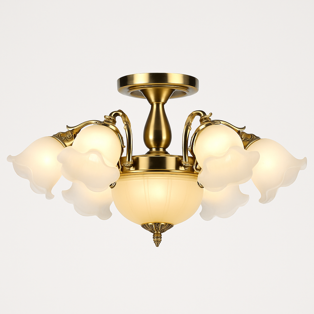 Lustre à LED avec abat-jour en fleurs