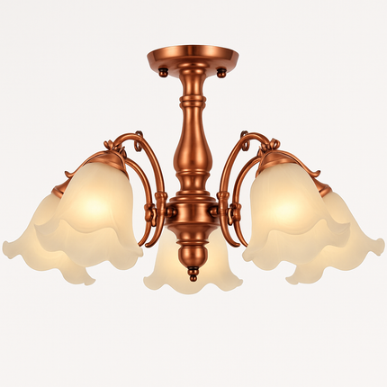 Lustre à LED avec abat-jour en fleurs