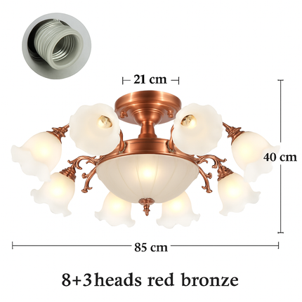 Lustre à LED avec abat-jour en fleurs