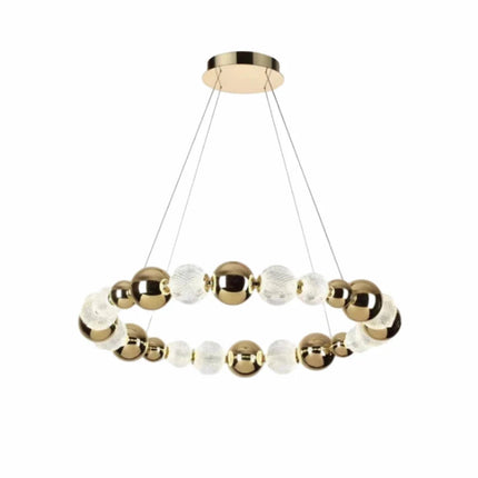 Lustre LED boule acrylique avec anneau doré et fils réglables — LZ4X9P2