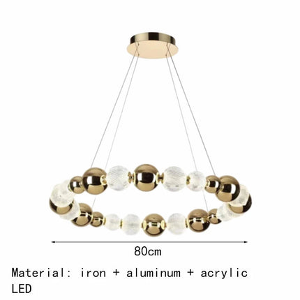 Lustre LED boule acrylique avec anneau doré et fils réglables — LZ4X9P2