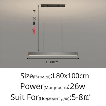 Lustre LED carré noir moderne pour salon et cuisine — LZ4X9P