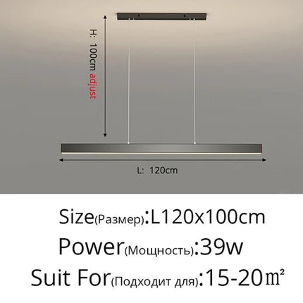 Lustre LED carré noir moderne pour salon et cuisine — LZ4X9P