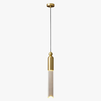 Lustre cylindrique LED en cuivre et acrylique transparent — LZ4X9T1