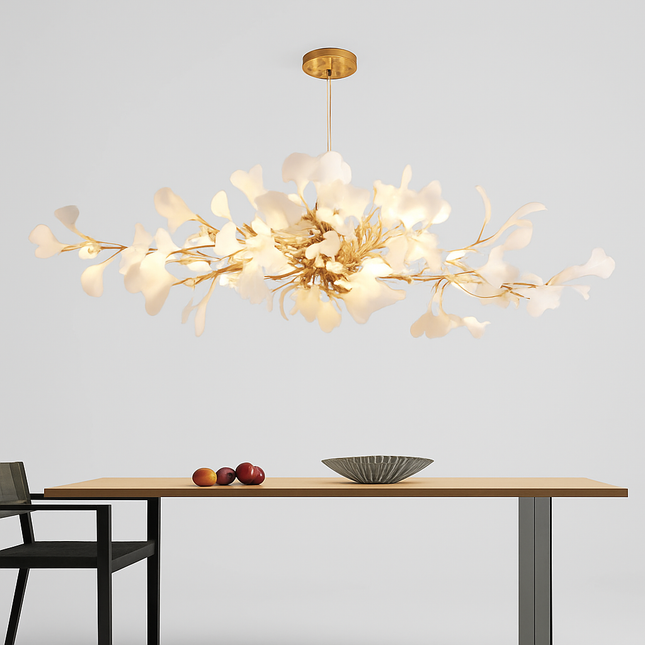 Lustre LED moderne en céramique motif ginkgo pour villa — LZ4XJ9