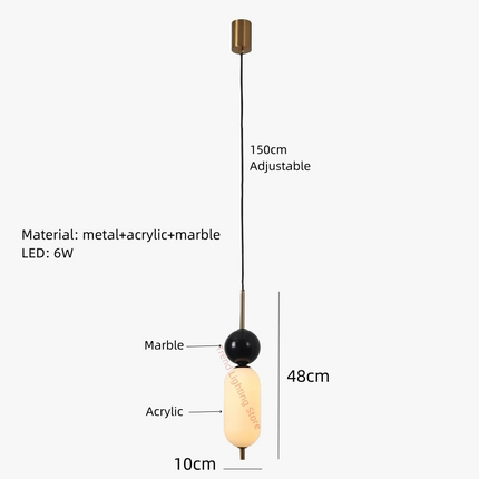 Lustre LED boule en marbre naturel avec fil réglable — LZ4X9T2