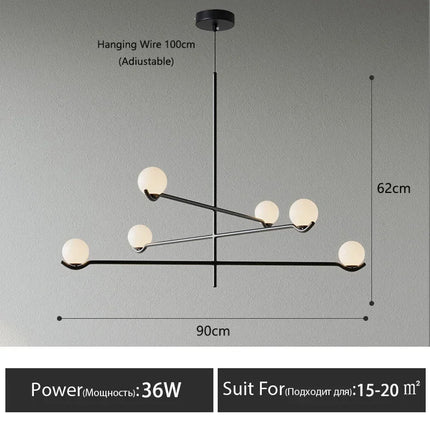 Lustre LED boule en verre style nordique pour intérieur — LZ4X9P2