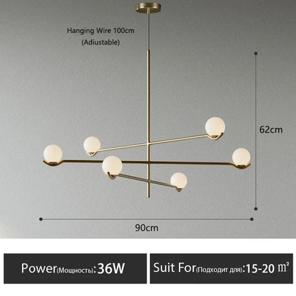Lustre LED boule en verre style nordique pour intérieur — LZ4X9P2