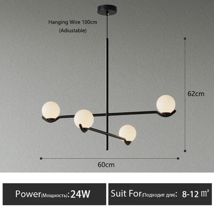 Lustre LED boule en verre style nordique pour intérieur — LZ4X9P2