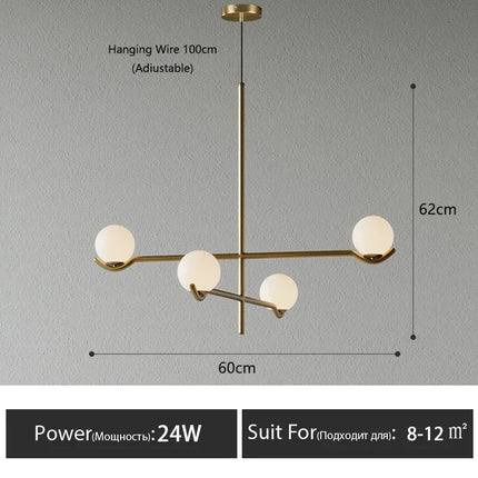 Lustre LED boule en verre style nordique pour intérieur — LZ4X9P2
