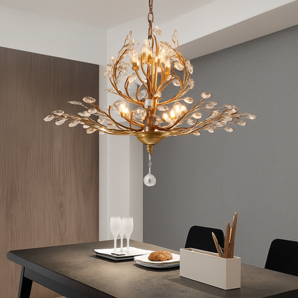 Lustre LED en cristal avec feuilles dorées — LZ4N7Q2F