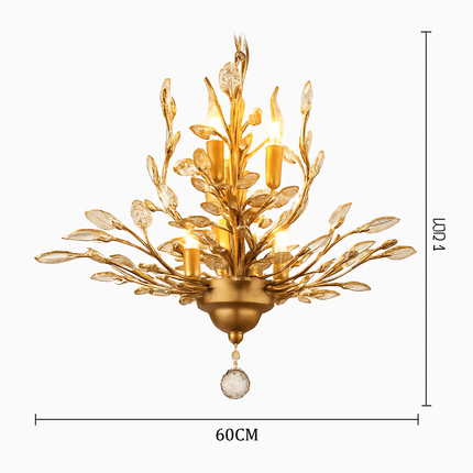 Lustre LED en cristal avec feuilles dorées — LZ4N7Q2F