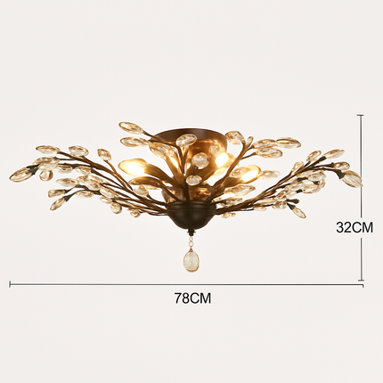 Lustre LED en cristal avec feuilles dorées — LZ4N7Q2F