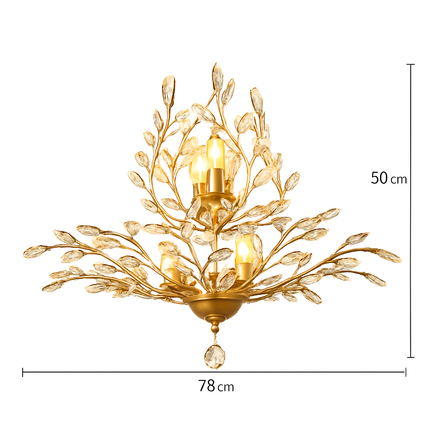 Lustre LED en cristal avec feuilles dorées — LZ4N7Q2F