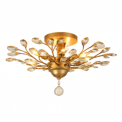 Lustre LED en cristal avec feuilles dorées — LZ4N7Q2F