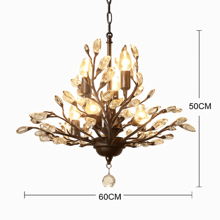 Lustre LED en cristal avec feuilles dorées — LZ4N7Q2F