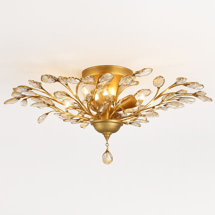 Lustre LED en cristal avec feuilles dorées — LZ4N7Q2F