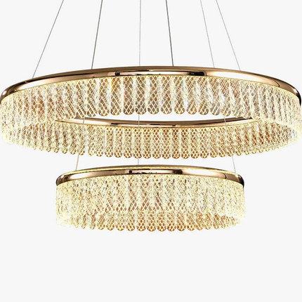 Lustre LED en cristal à anneaux multiples et formes losange et rond — LZ4X9P2