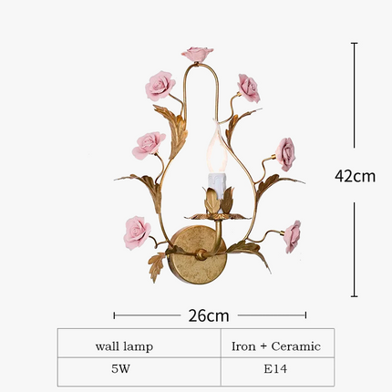 Lustre LED floral en céramique cuivre rose pour intérieur — LZ4XJ9